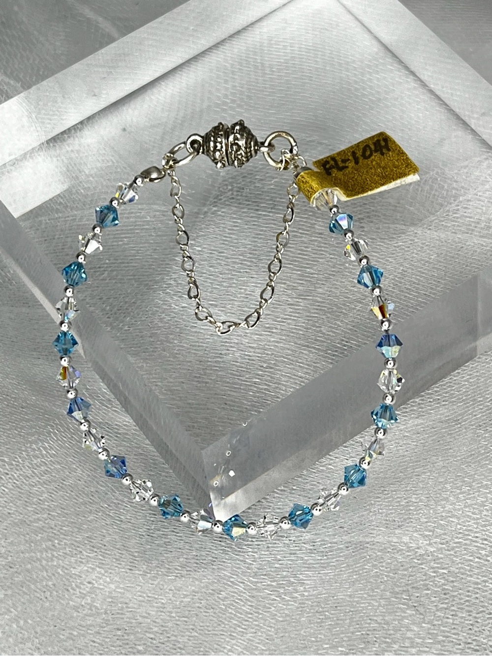 Elegant Handmade Swarovski Crystal Sterling Silver Beads Bracelet (FL1041)